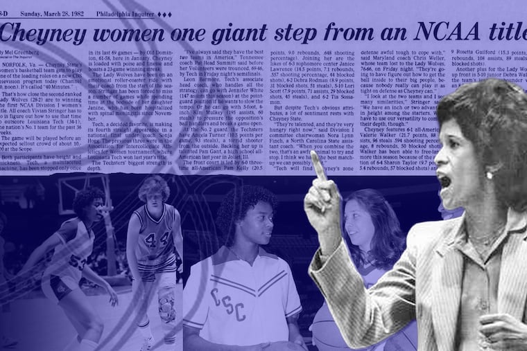 C. Vivian Stringer (right) a member of the Basketball Hall of Fame, coached Cheyney State to national prominence during the early days of the NCAA women's basketball tournament.