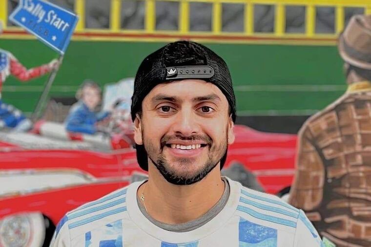 The artist Lucas Aguilera, of Washington Township, N.J., painted the mural inside the Tioga-Franklin Savings Bank in Philadelphia's Fishtown neighborhood. Historical and personal references of all kinds are incorporated into the work, which commemorates the bank's 150th anniversary.