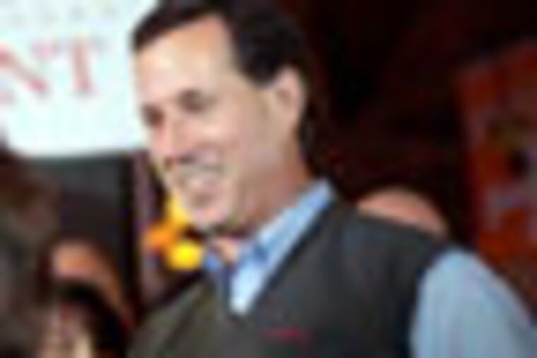 Republican presidential candidate former Pennsylvania Sen. Rick Santorum greets supporters at a campaign event Sunday, Jan. 8, 2012, in Greenville, S.C. (AP Photo/David Goldman)