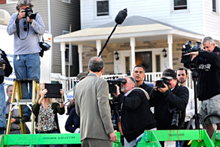 Joseph Amendola, lawyer for ex-Penn State coach Jerry Sandusky, on his way to the courthouse. JASON PLOKIN / York (Pa.) Daily Record