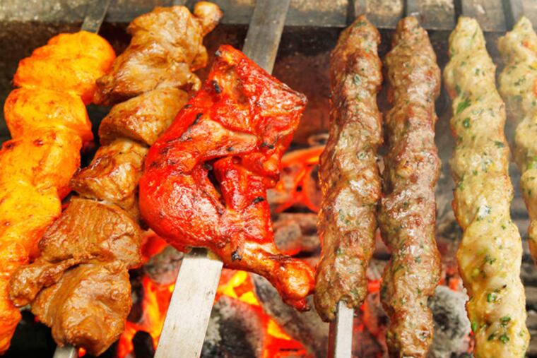 Kebobs on the grill at Kabobeesh.
