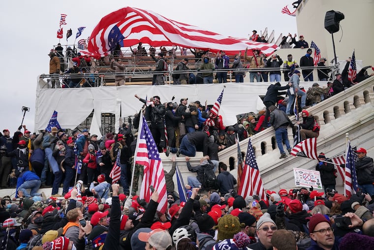 Trump demonstrators at the Capitol Building in Washington, D.C. on January 6, 2021. The United States Capitol Building was breached by pro-Trump supporters.