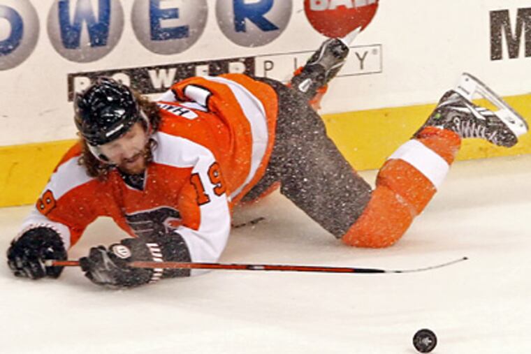 Scott Hartnell and the Flyers will need to play fast and loose if they hope to win their series with the Bruins. (Steven M. Falk / Staff Photographer)