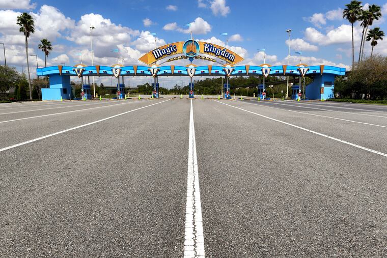 The parking plaza entrance to the Magic Kingdom, which is scheduled to reopen Saturday.