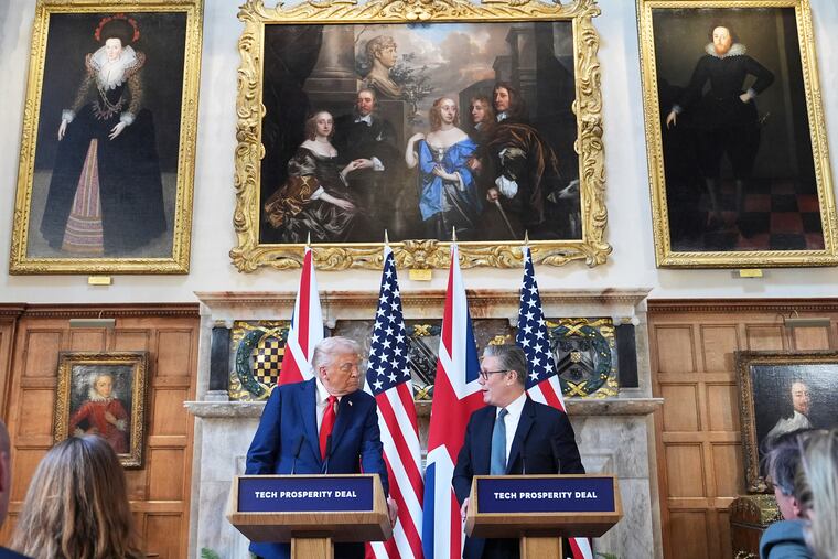 President Donald Trump and Britain's Prime Minister Keir Starmer attend a joint press conference in England on Thursday, Sept. 18.