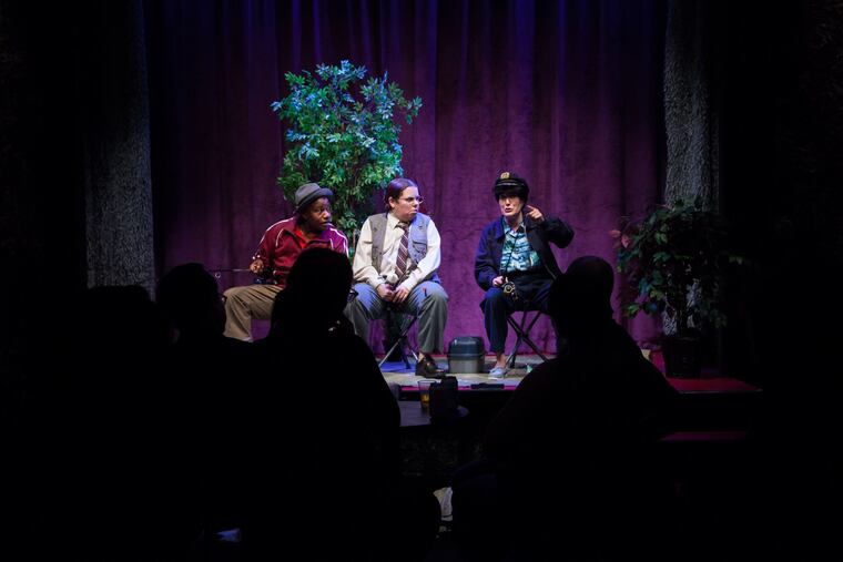 (Left to right:) Jenn Kidwell, Jess Conda, and Mel Krodman in "A Hard Time," through May 12 at FringeArts.