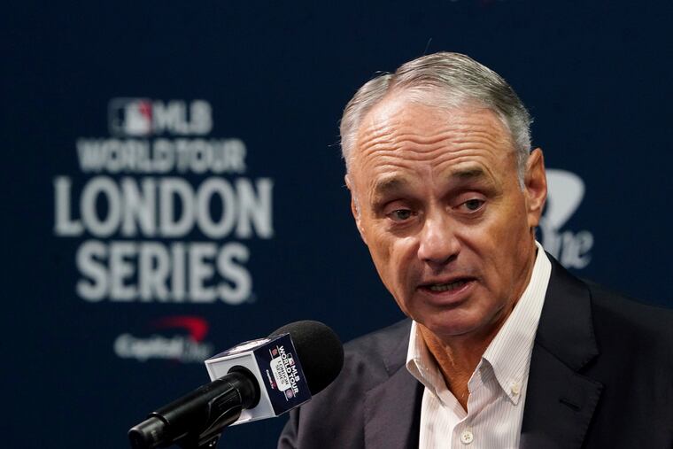 MLB Commissioner Robert Manfred speaks during a recent press conference.