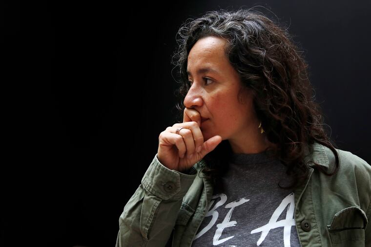 Ana Maria Archila, of New York City, co-executive director of the Center for Popular Democracy, pauses while being interviewed in Washington, Friday, Sept. 28, 2018, on Capitol Hill in Washington. Archila confronted Sen. Jeff Flake, R-Ariz., in an elevator after he announced his support for Supreme Court Justice nominee Brett Kavanaugh.