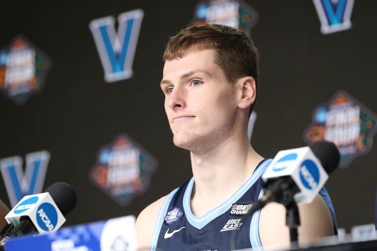 Villanova guard Chris Arcidiacono listens to questions during a press conference in New Orleans on Thursday.