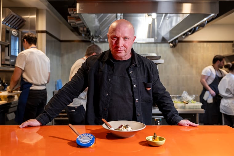 Gary Shusman, owner of Caviar XS, poses inside the kitchen of Provenance at 408 S. 2nd St. in Philadelphia. Shushman's golden osetra caviar (pictured) has a dedicated course on the French and Korean-inspired tasting menu.