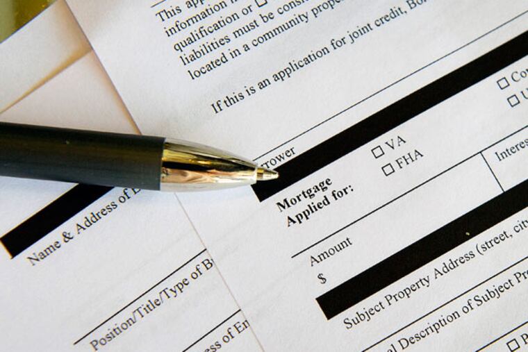 A residential home loan application lists FHA mortgage financing among its options.