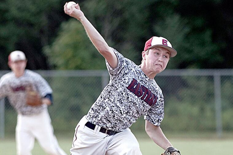 Eastern pitcher Austin Friedant. (Elizabeth Robertson/Staff Photographer)