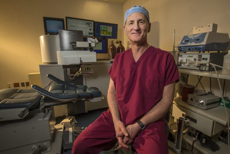 Dr. James Lewis in the Lasik surgery suite at his practice in Elkins Park. Lewis charges $3,000 for both eyes — the price is plain as day on his website.