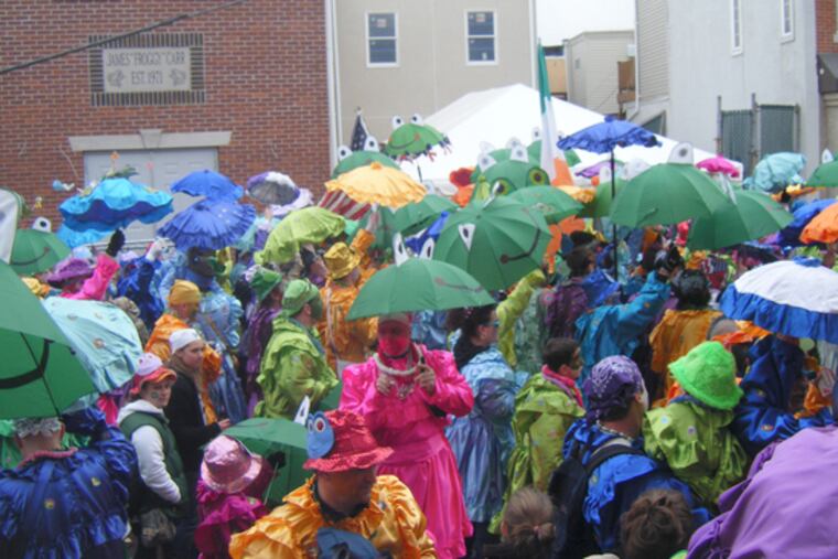 Revelers party on Two Street.
