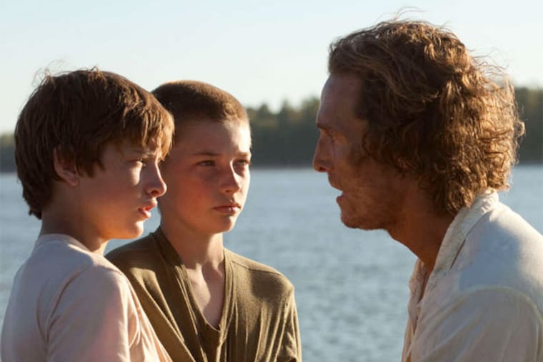 Matthew McConaughey (right) with (from left) Tye Sheridan and Jacob Lofland in "Mud."