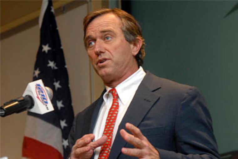Robert F. Kennedy Jr. speaks at the Philadelphia Energy Summit at Holy Family University. The environmental activist said clean energy was key to sustaining the American way of life and free-market economy. (April Saul / Staff Photographer)