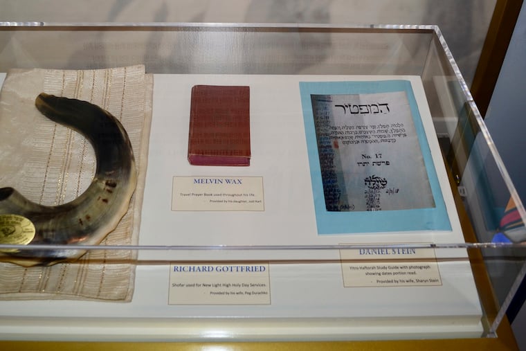 Artifacts are displayed at the New Light Memorial Chapel in Shaler, Pa., including religious items used by the three members of New Light Congregation who were among the 11 victims of the Oct. 27, 2018, massacre at Pittsburgh’s Tree of Life synagogue building.