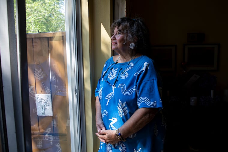 Vicky Benedict Farber, 71, of Narberth, Pa., poses in her home for a portrait on Wednesday, July 17, 2019. Farber felt pain in her right shoulder, which felt like it was in her rotator cuff, and a pain under the right rib cage, which lead to her discovering she had blood clots. Farber was told by a doctor to get to the ER immediately and drove to Lankenau hospital in Wynnewood, Pa. The doctor found out about her blood clots by asking Farber a simple question and asked if she had been traveling recently.