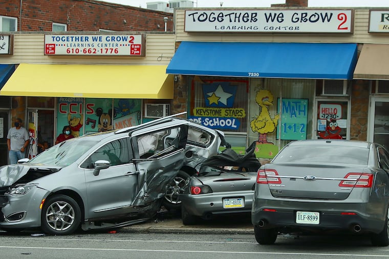 One person died and six others were hurt in a multi-vehicle crash in the city's Overbrook Park section Tuesday. The crash occurred at Haverford Avenue and Rhoads Street around 2 p.m.