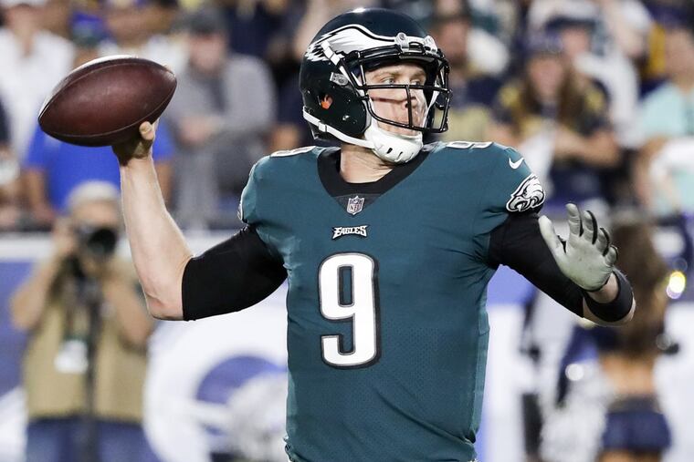 Nick Foles and the Philadelphia Eagles are a 7.5-point favorite for Sunday’s game at the New York Giants.