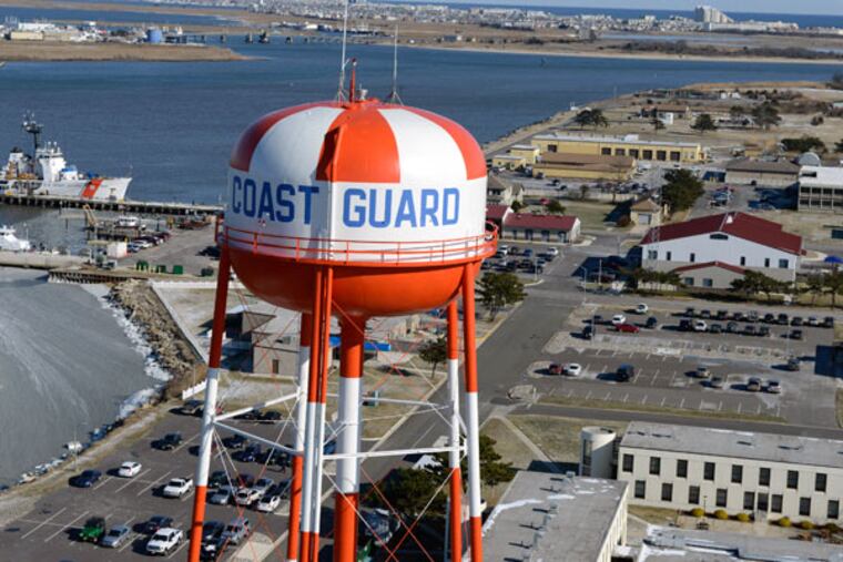 Aerial photo of the water tower at Coast Guard Training Center Cape May, N.J., shot Thursday, Jan. 8, 2015.