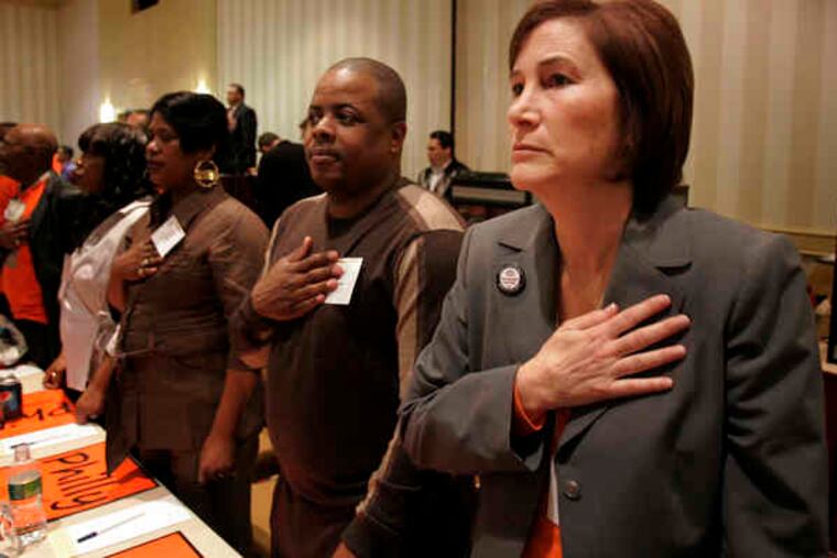 Lynne Fox, elected one of two executive vice presidents atthe Workers United convention in Philadelphia, is pullingher Unite textile organization out of Unite Here.