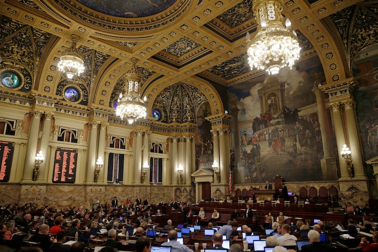 Members of the Pennsylvania House of Representatives debate, Wednesday, Oct. 7, 2015, at the state Capitol in Harrisburg. An overturning of Roe v. Wade could clear the way for the legislature to pass a bill banning abortion.