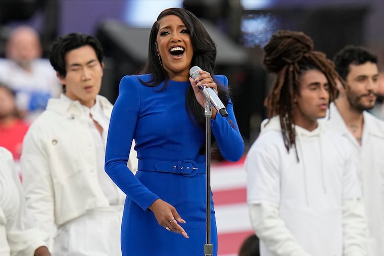 Country music artist Mickey Guyton delivered the national anthem in about 1 minute, 49 seconds.