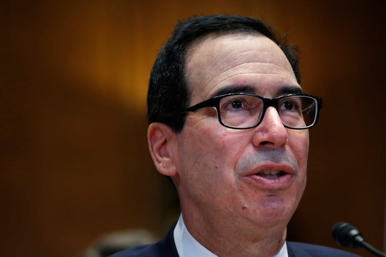 Treasury Secretary Steve Mnuchin testifies about the budget during a Financial Services and General Government subcommittee hearing, Wednesday May 15, 2019, on Capitol Hill in Washington.