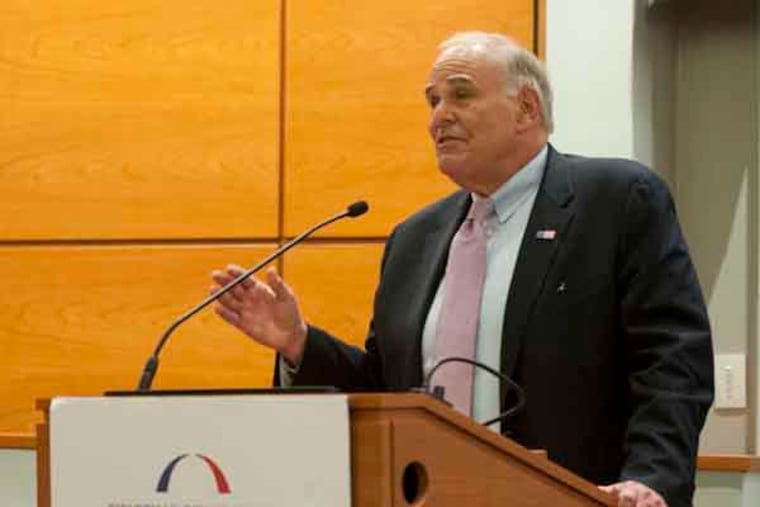 Former governors Haley Barbour and Ed Rendell make their case for immigration reform during a conference at the Penn Law School. ( RON TARVER / Staff Photographer ) January 30, 2014