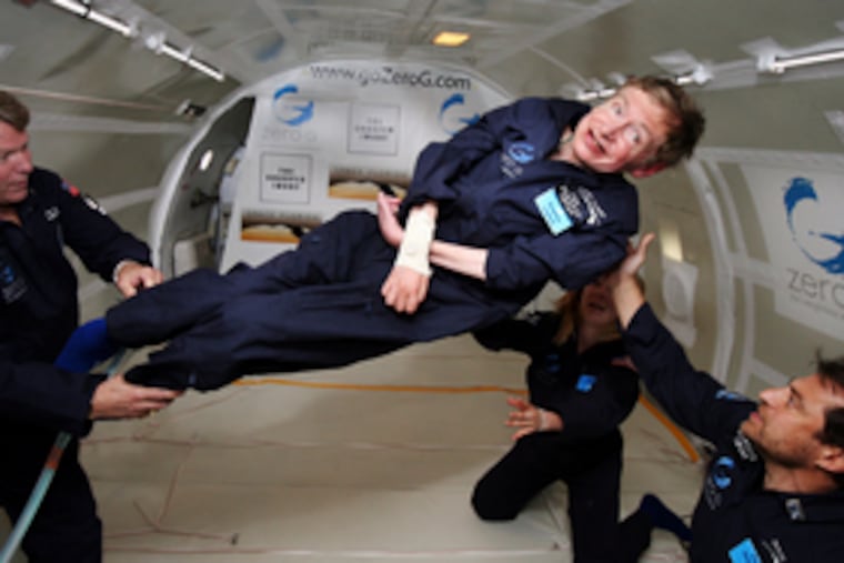 Stephen Hawking made two weightless flips like "a gold-medal gymnast," said Peter Diamandis, whose company owns the jet.