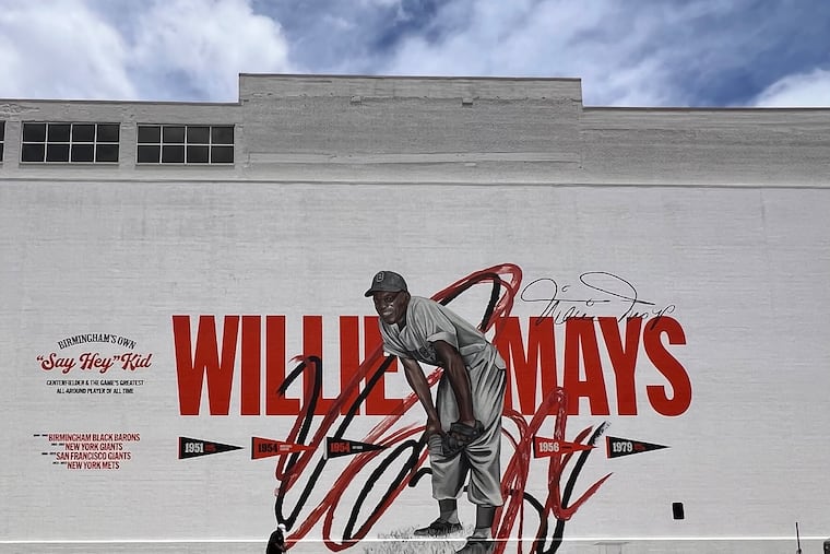 The Willie Mays mural in Birmingham, Ala., was unveiled Wednesday, one day after his death.