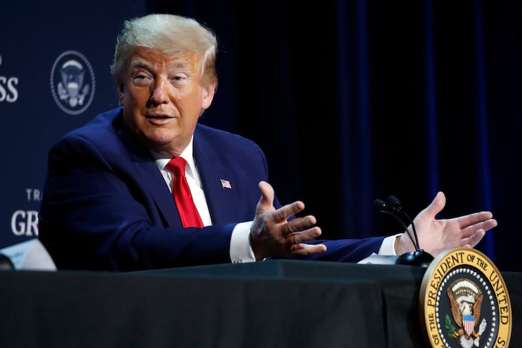 President Donald Trump at a roundtable discussion about "Transition to Greatness: Restoring, Rebuilding, and Renewing," at Gateway Church Dallas, Thursday, June 11, 2020, in Dallas.