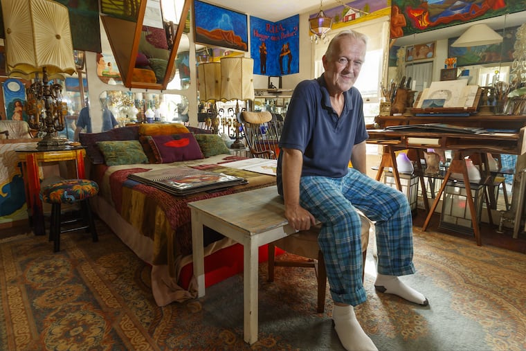 Artist Alden Cole's South Philly home is covered in his art work, from surreal oil paintings to found-object lamps.