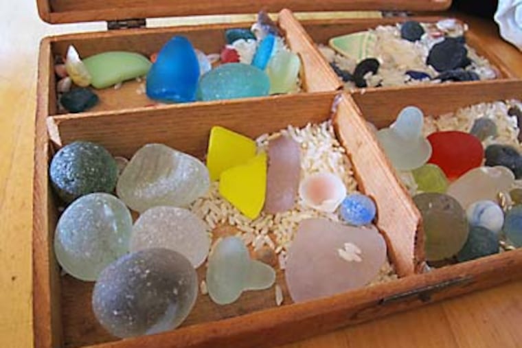 Sea Glass, those frosted, rounded pieces from bottles and plates of the past, are disappearing from the beaches and bays. Experts say that recycling and increased use of plastic means fewer sliver and squares for collectors to find.
Photo credit: Dawn Fallik / Staff