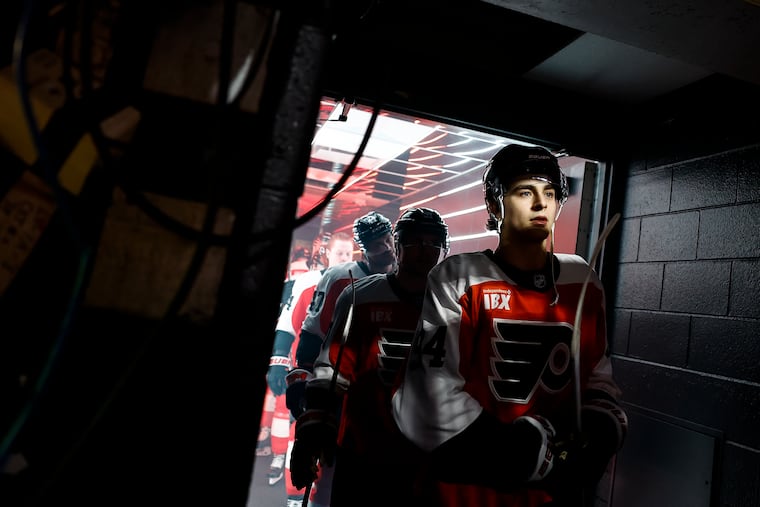 Flyers right wing Porter Martone scored his first NHL goal over the weekend.