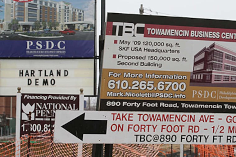 Philadelphia Suburban Development Corp.'s projects at the Towamencin Township crossroads include corporate headquarters, apartments, and a satellite college building.