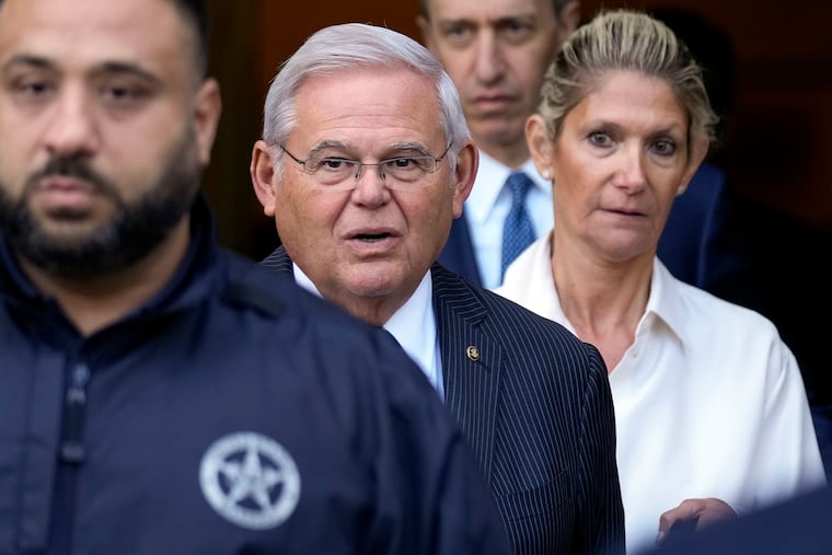 Sen. Bob Menendez and his wife, Nadine Menendez leave federal court in September in New York.