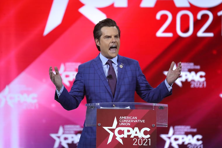 U.S. Rep. Matt Gaetz (R., Fla.) speaks at the Conservative Political Action Conference in Orlando in February.