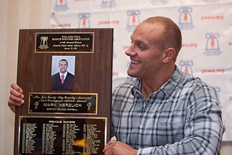 Mark Herzlich was an all-state player at Conestoga High before going to Boston College. (David M Warren/Staff Photographer)