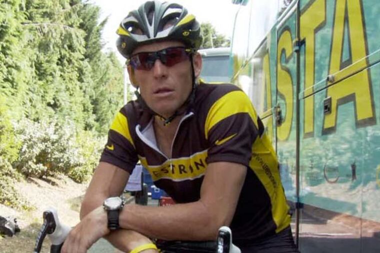 This photo released by courtesy of Sony Pictures Classics shows Lance Armstrong in the documentary film, “The Armstrong Lie." (AP Photo/Courtesy Sony Pictures Classics, Maryse Alberti)