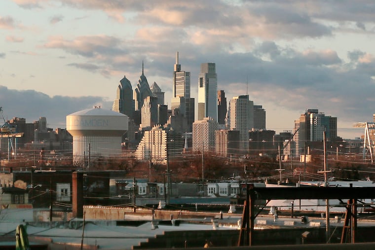 In a file photo, the Philadelphia skyline is seen from Rt. 676 northbound in Camden, N.J.