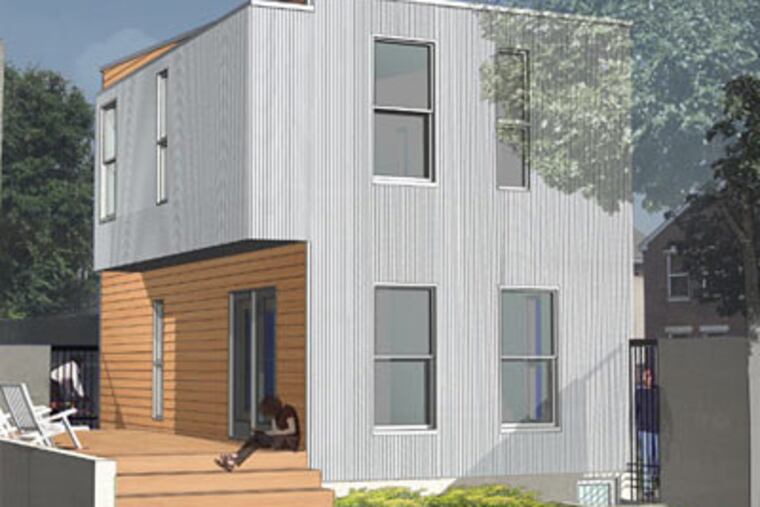 This home is the first modern prefabricated home to be constructed for the Philadelphia chapter of Habitat for Humanity. Through a highly efficient and cost-effective process, the home will be fabricated and placed in North Philadelphia in the coming year. (rendering courtesy of Gans Studio and Architects)