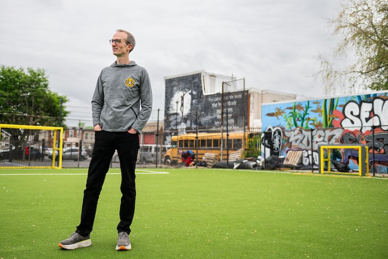 Jim Hardy, founder of Kensington Soccer Club, stands for a portrait at Hissey Playground in Kensington on April 25. Hardy has been director for the past 16 years and is stepping down.
