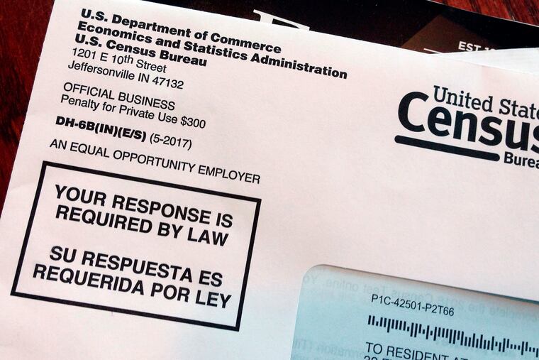 An envelope containing a Census letter mailed to a U.S. resident as part of the nation's only test run of the 2020 Census, in March 2018. For the first time, the next Census is set to be conducted mostly online.