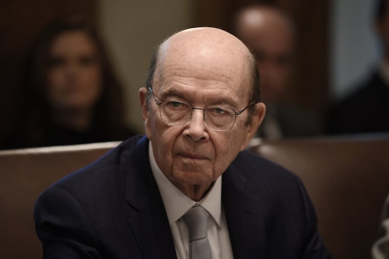 Commerce Secretary Wilbur Ross attends a Cabinet meeting in the Cabinet Room of the White House in Washington, D.C., on February 12, 2019.
