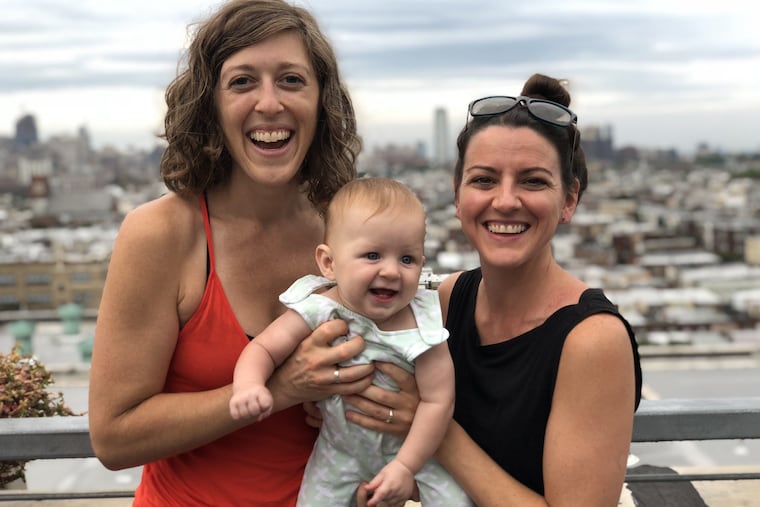 Megan (left) and Rachelle with Avi.