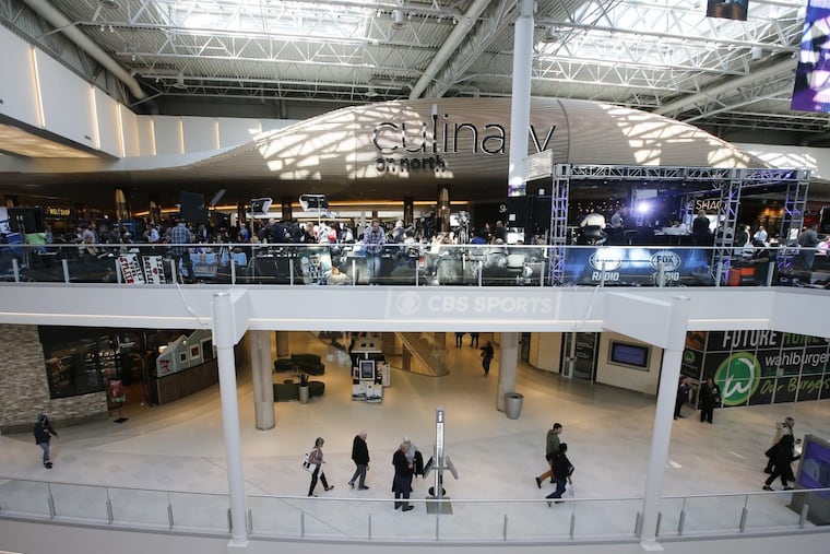 Television and radio broadcaster stationed near the food court in the Mall of America on Wednesday, January 31, 2018 in Bloomington, Minn.