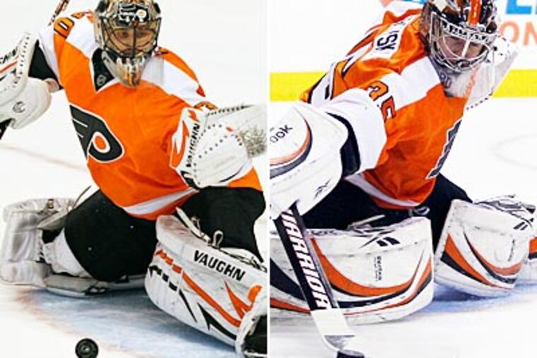 In his last eight starts, Sergei Bobrovsky (right) is 5-1 with two no-decisions and a .947 save percentage. (Staff file photos)