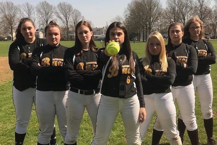Interboro pitcher Bridget Bailey (back left) recorded her 300th career strikeout on Thursday.